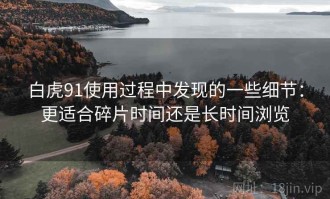 白虎91使用过程中发现的一些细节：更适合碎片时间还是长时间浏览