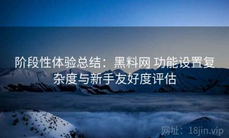 阶段性体验总结：黑料网 功能设置复杂度与新手友好度评估